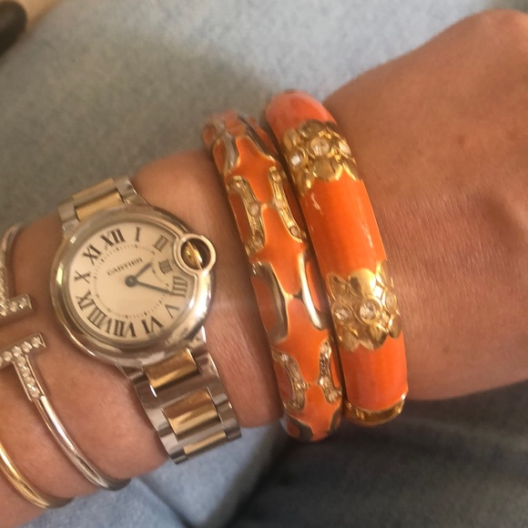 Set of orange enamel bracelets - Picture 2 of 6